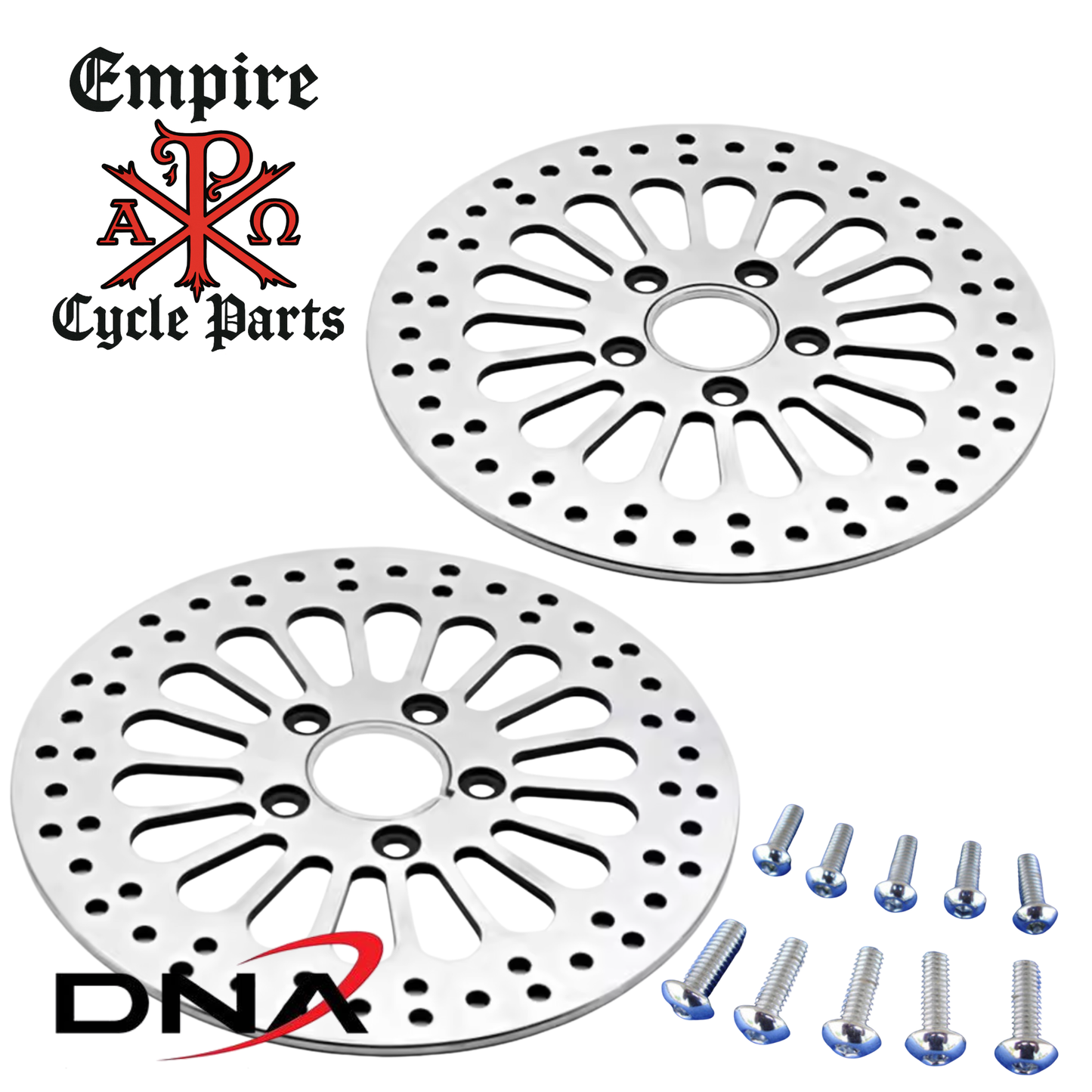 DNA Super Spoke Polished Stainless 11.5" Brake Rotors – Front & Rear for Harley Softail (1984–2017)