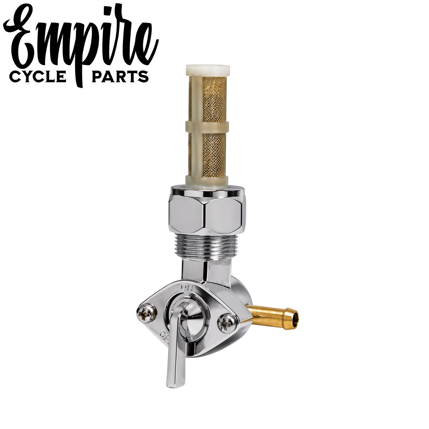 Chrome High-Flow Fuel Petcock Valve with Reserve - 90 degree outlet