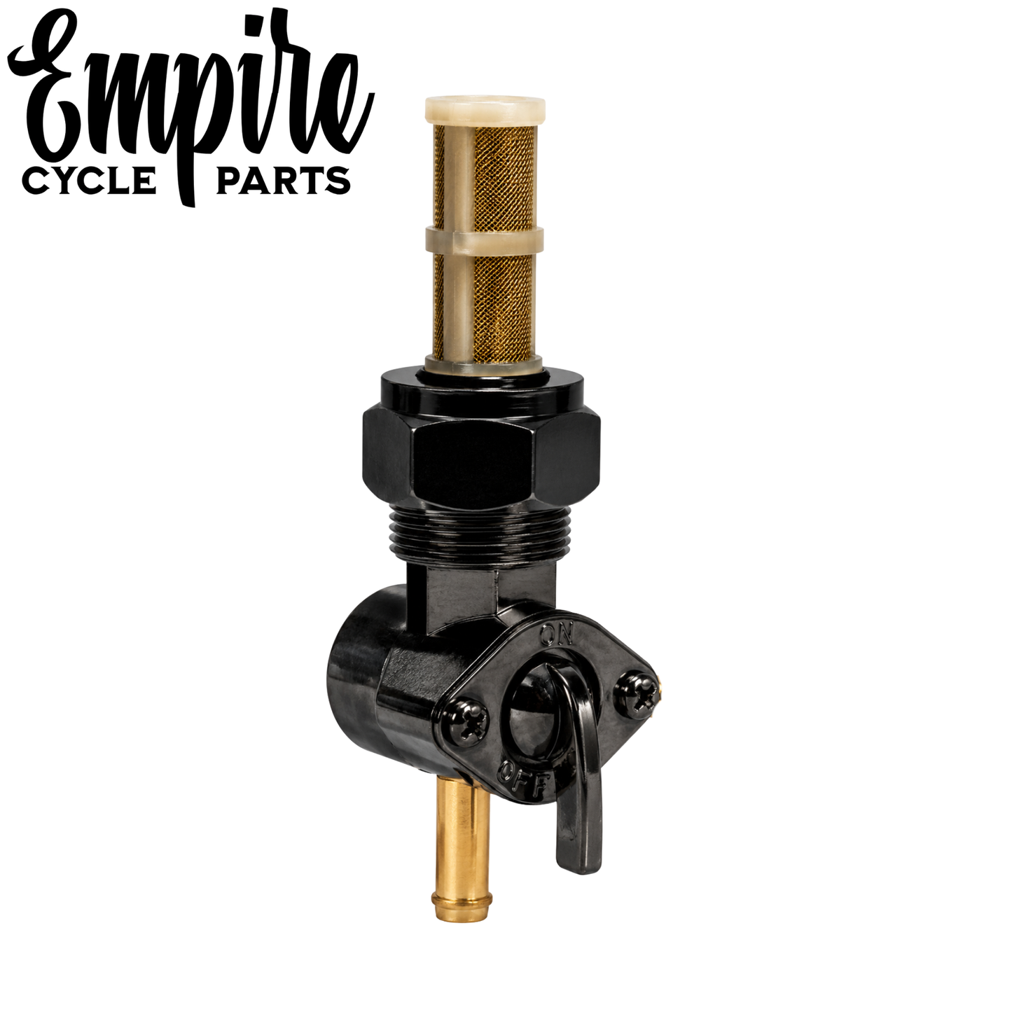 Black High-Flow Fuel Petcock Valve with Reserve - Straight outlet