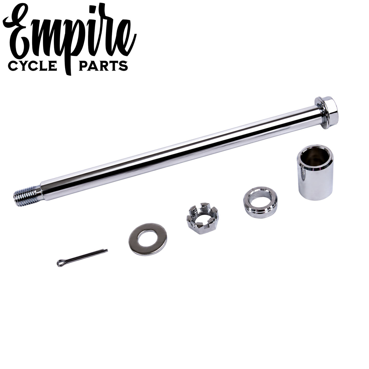 Chrome Rear Axle Kit with Hardware for Softail Models 2000-2006