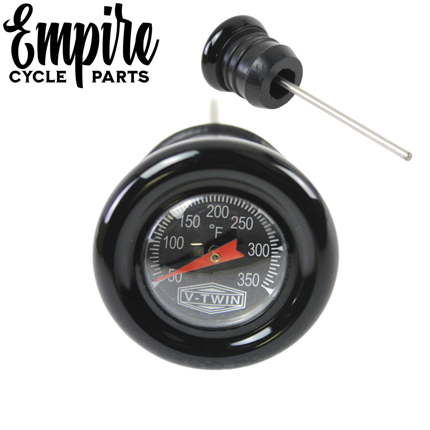 Black Oil Temperature Dipstick Gauge – Short Style – Fits Softail & Sportster