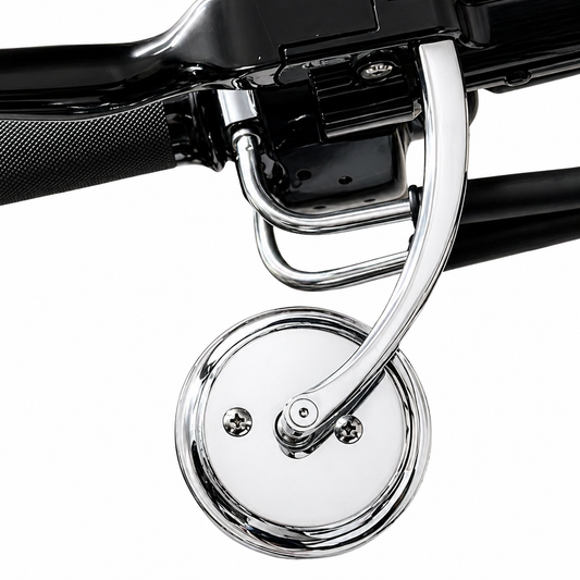 Chrome Plated Round Mirror – 5" Stem – Universal Left or Right Fit