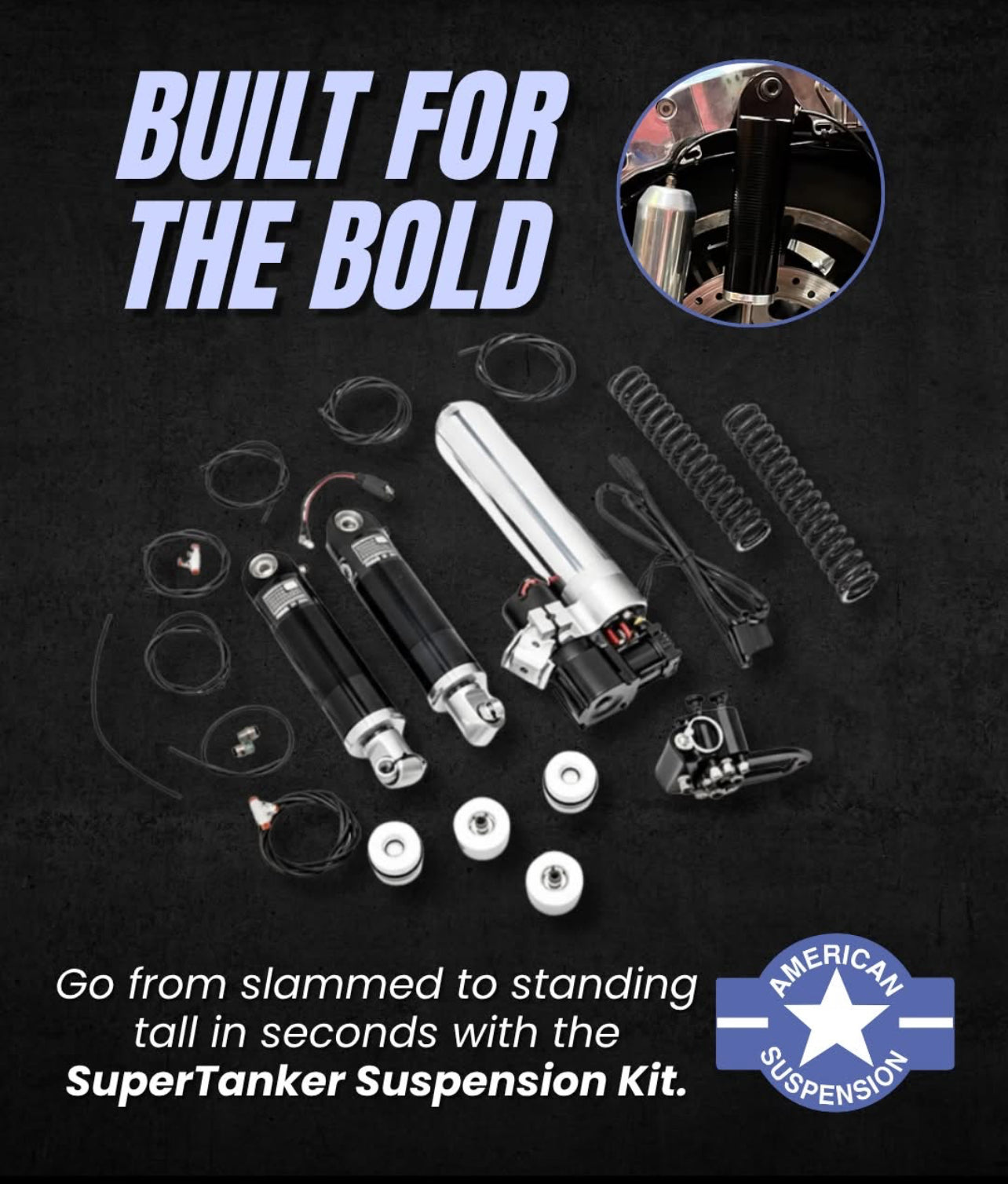 American Suspension RAM AIR™ Fast Up Front & Rear Air Ride Kit 2024-2025 Baggers (Non CVO Models)