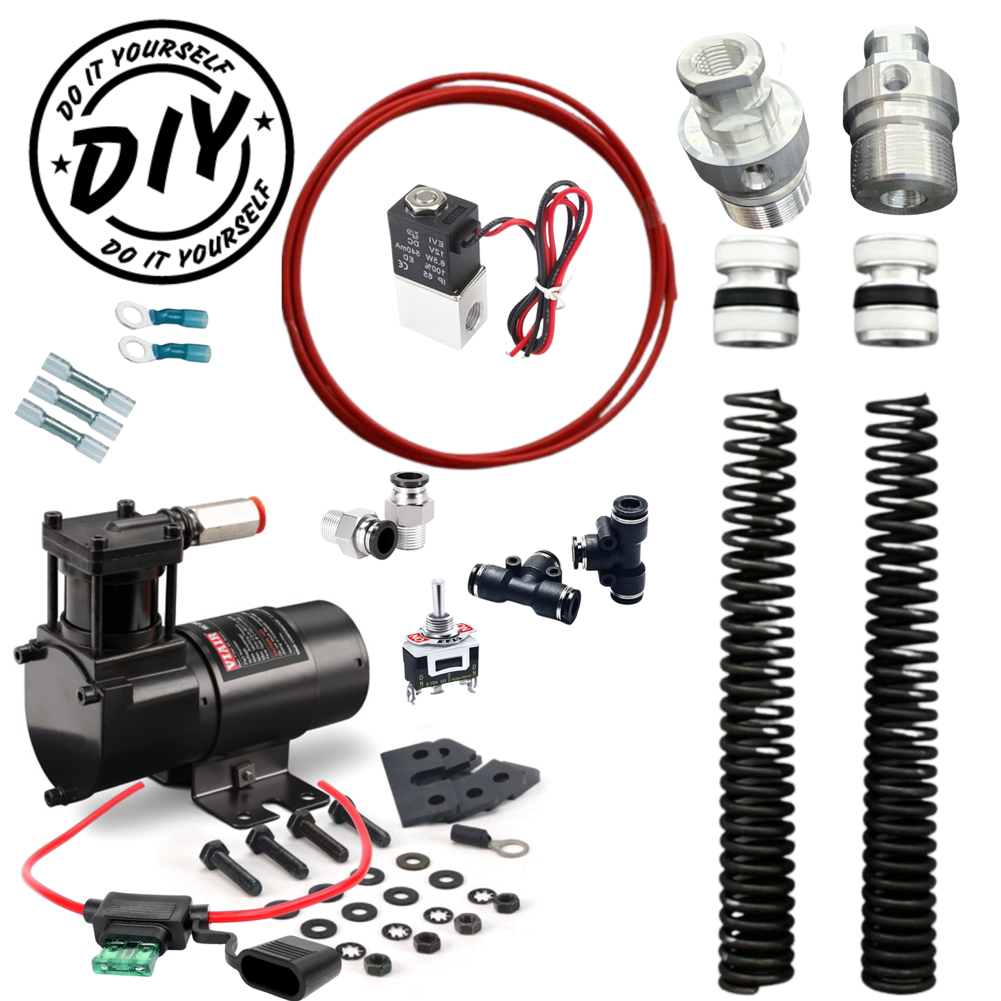 DIY Front Air Ride Kit Bagger 99-13 / Softail 84-17 41MM (Ported Inner Fork Tube Plug)