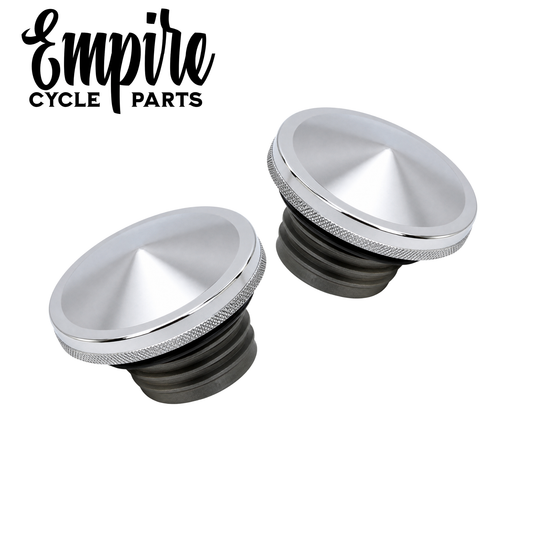 Chrome Gas Cap Set – Drop Point Style – Big Twin & Sportster 1982+