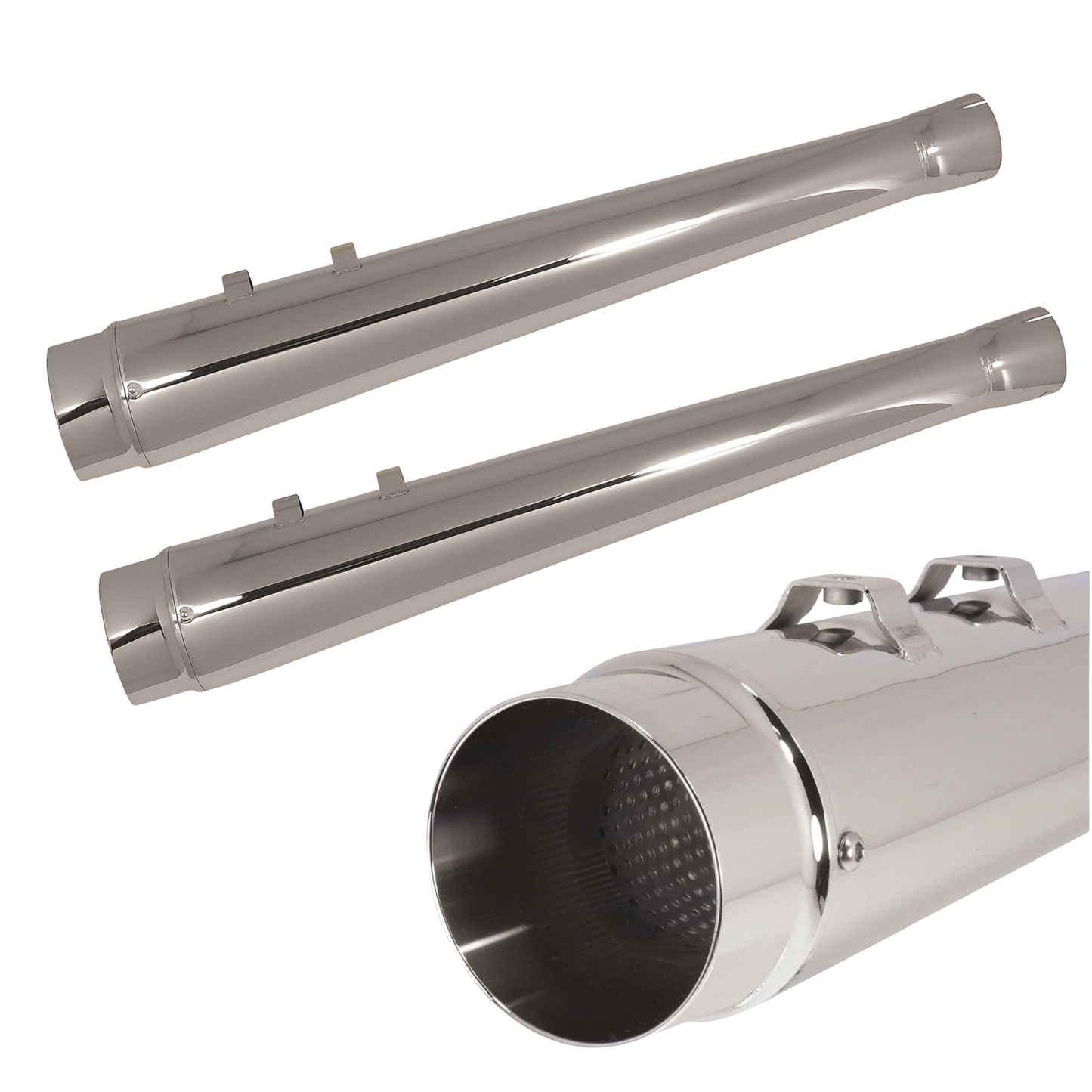 Megaphone 4.5" Mufflers – Chrome or Black Finish – Fits Touring 2017-Present