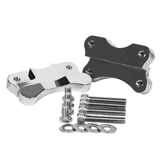 21" Wheel Fender Relocator Brackets – Chrome / Black (Softail 1984-2017)