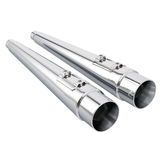 Megaphone 4" Mufflers – Chrome or Black Finish – Fits 1995–2016 Touring