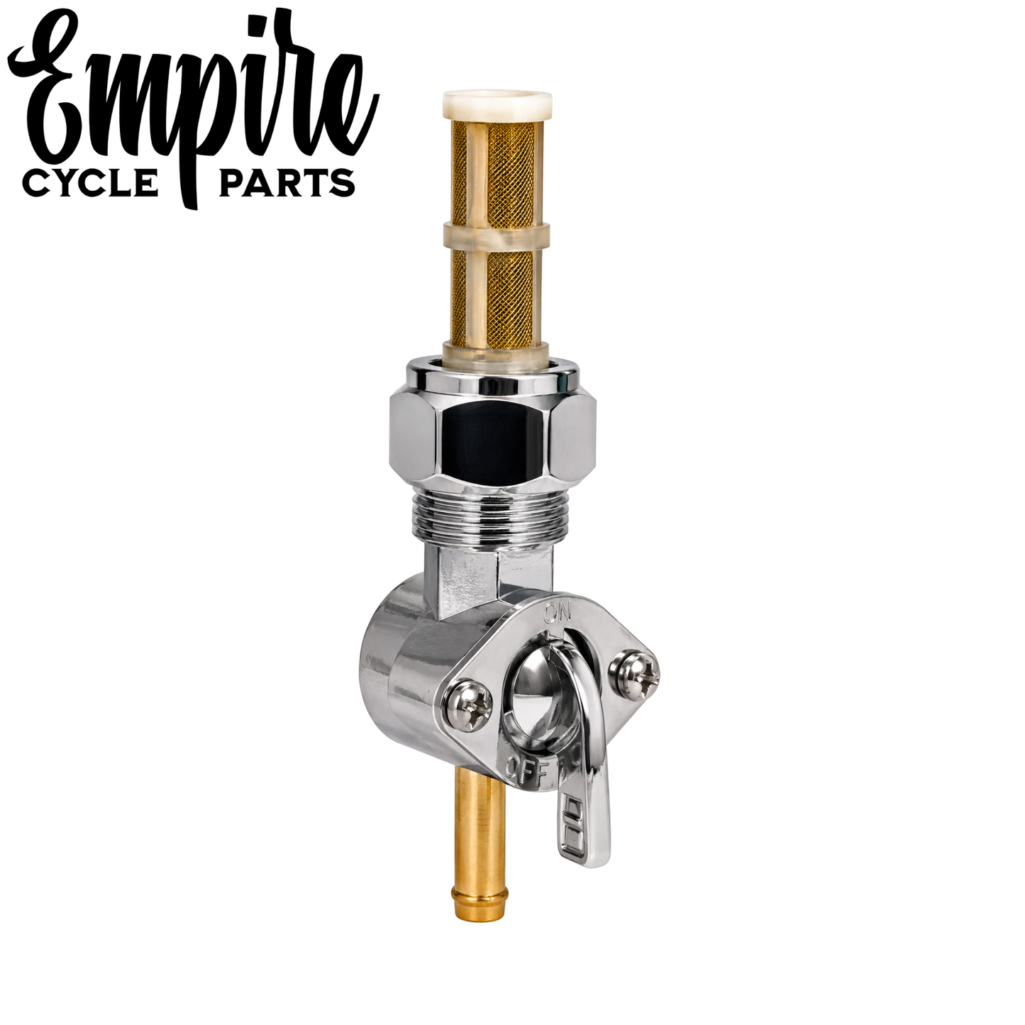 Chrome High-Flow Fuel Petcock Valve with Reserve - Straight outlet