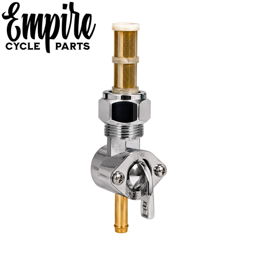 Chrome High-Flow Fuel Petcock Valve with Reserve - Straight outlet