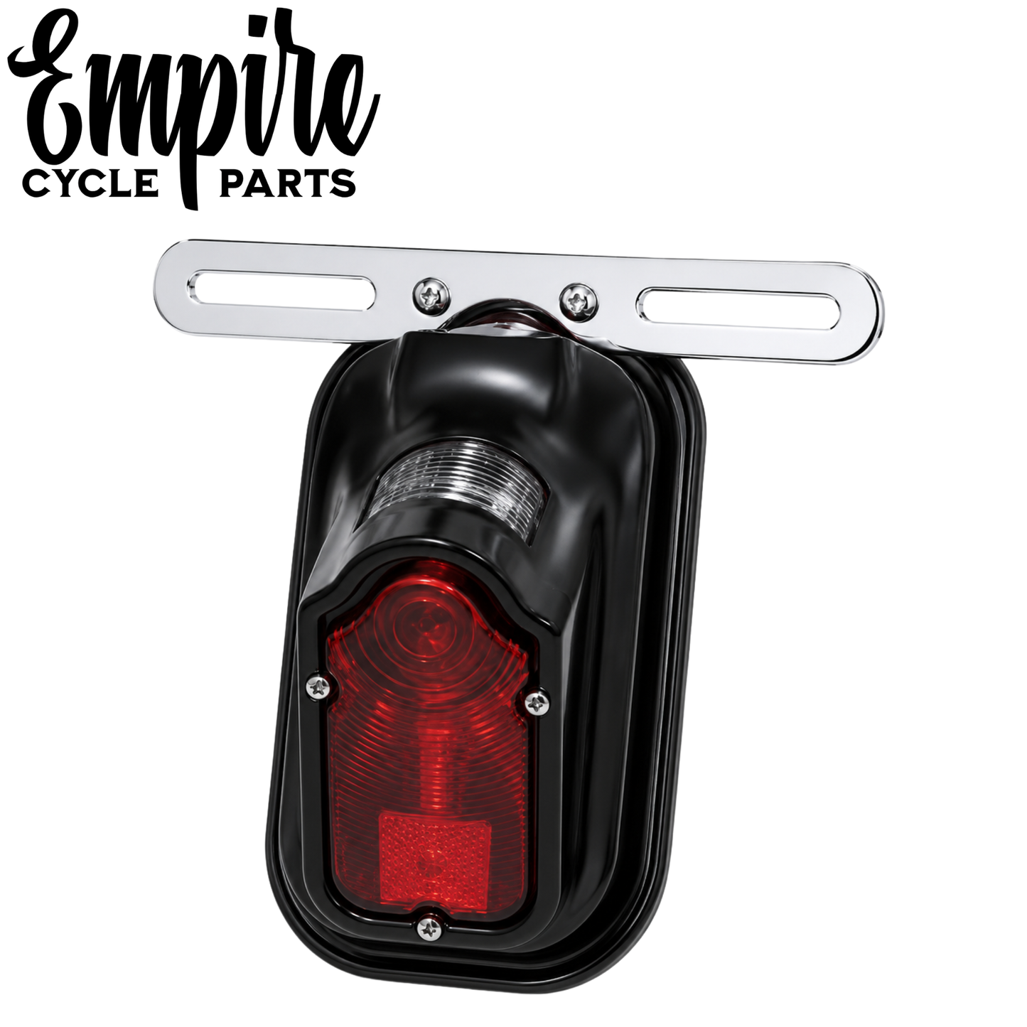 Gloss Black Tombstone Tail Lamp Assembly with License Plate Bracket