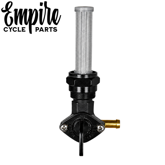 Black High-Flow Fuel Petcock Valve with Reserve - 90 degree outlet