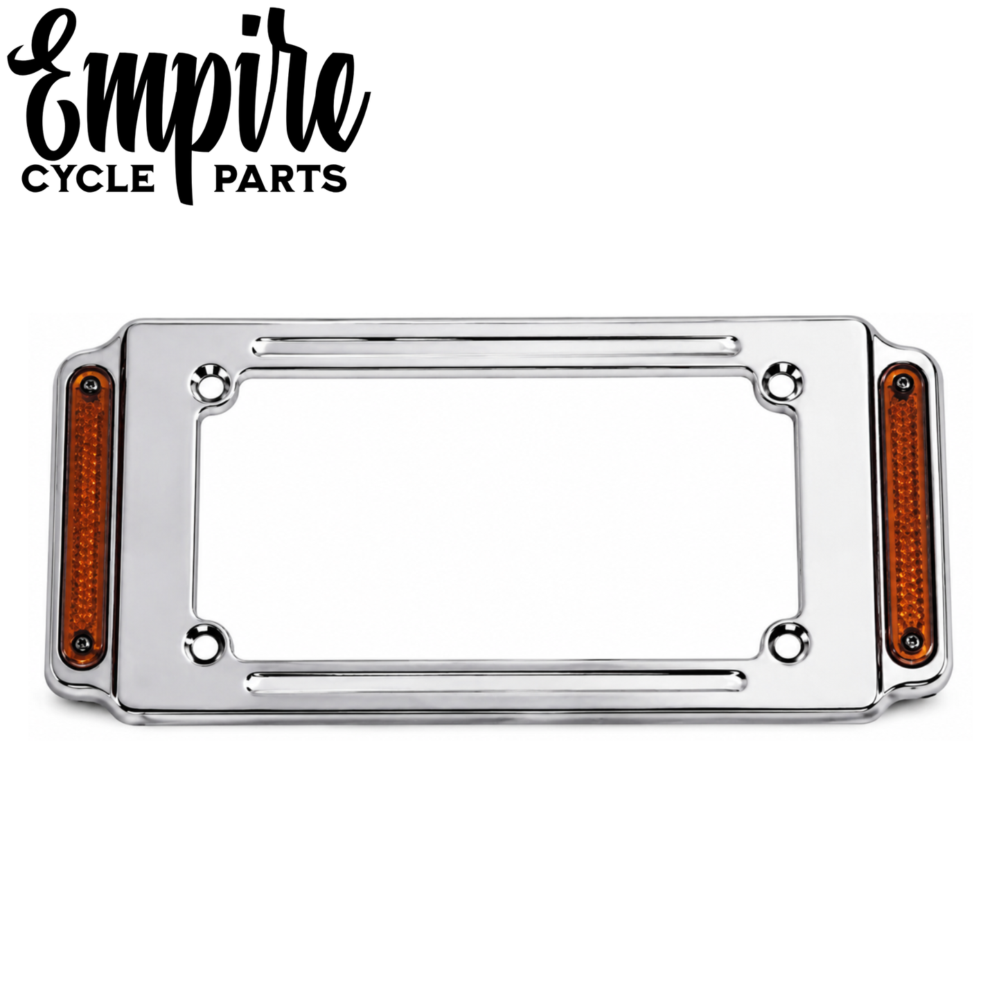 Chrome Motorcycle License Plate Frame with Integrated Turn Signals