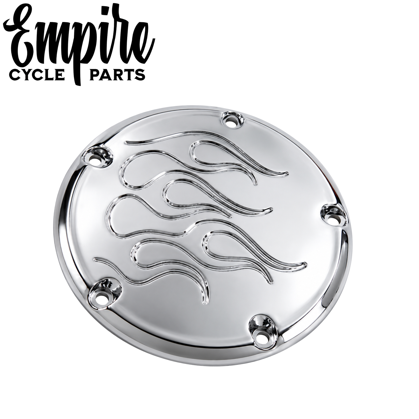 Chrome Flame 5-Hole Derby Cover for Twin Cam Models