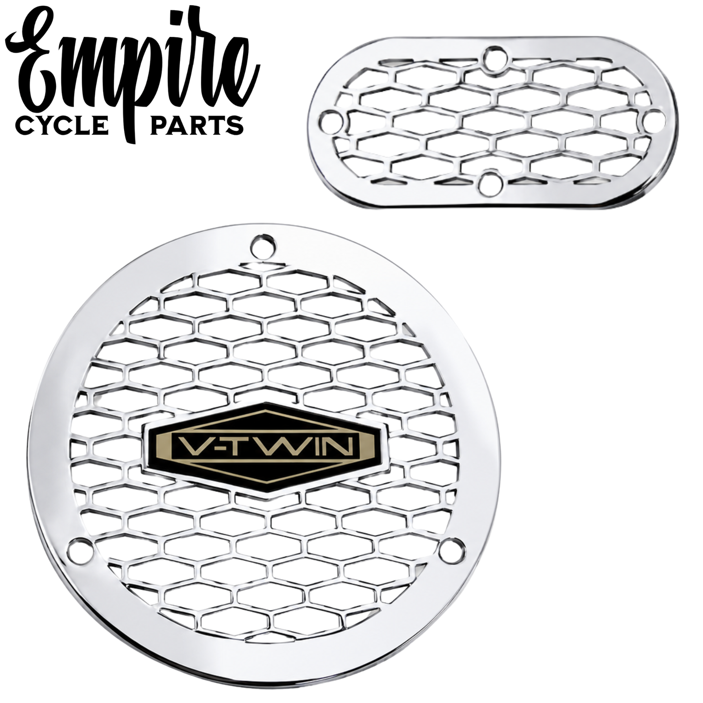 Chrome Vented Honeycomb Derby & Inspection Cover Kit for Shovelhead & Evolution Models 1970–1998